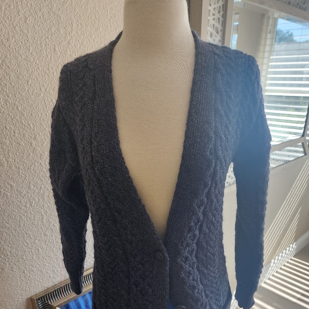 Wool Button Down Aran Sweater Market
